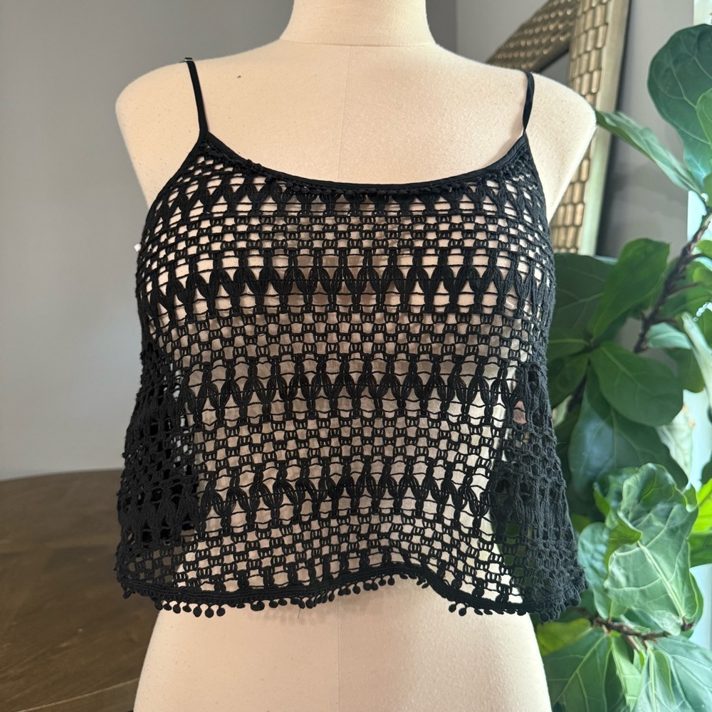 Victoria’s Secret Black Crochet Women Top small